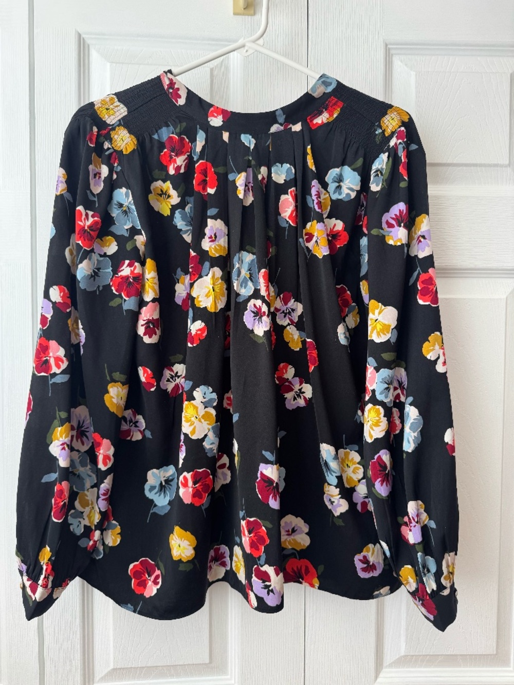 Ann Taylor Petite Floral Tie-Neck Blouse - Small Petite